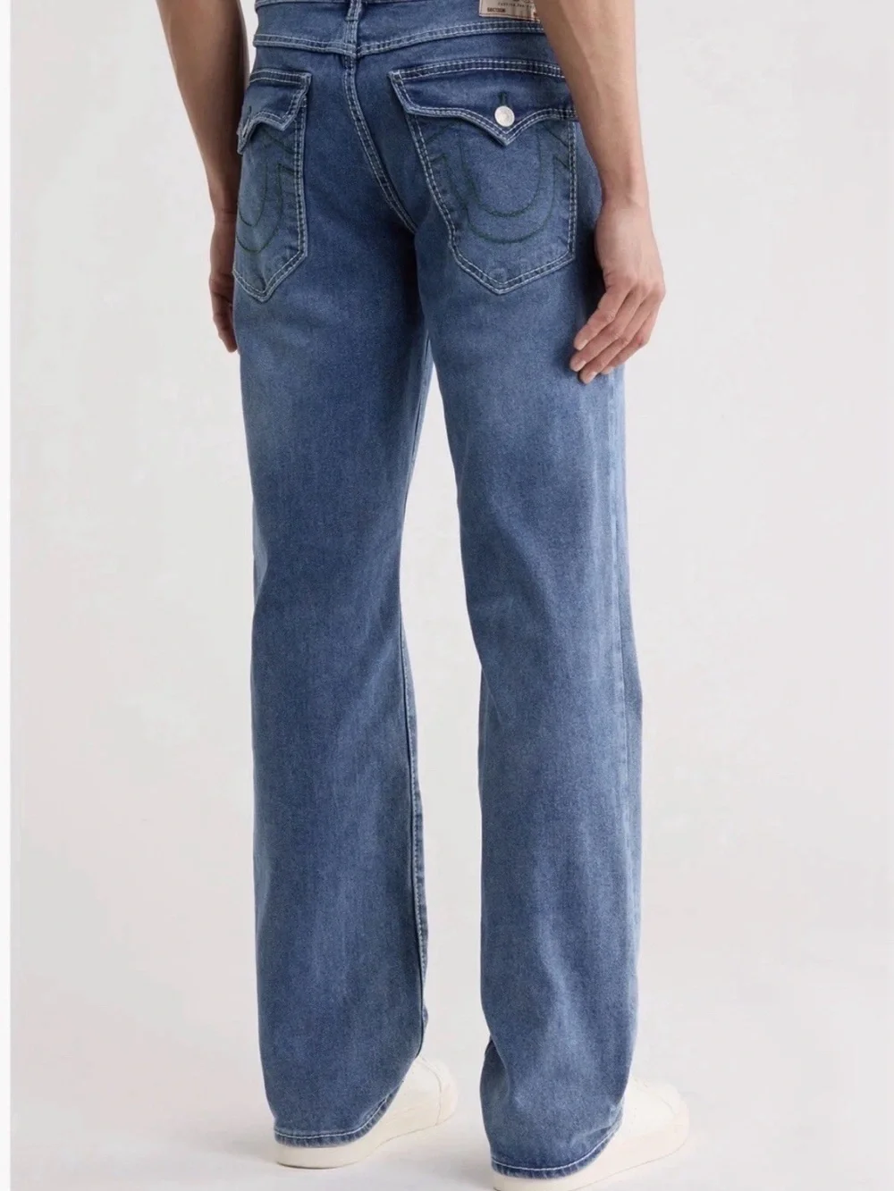 True Religion Men's Straight Jeans in Medium Blue Wash